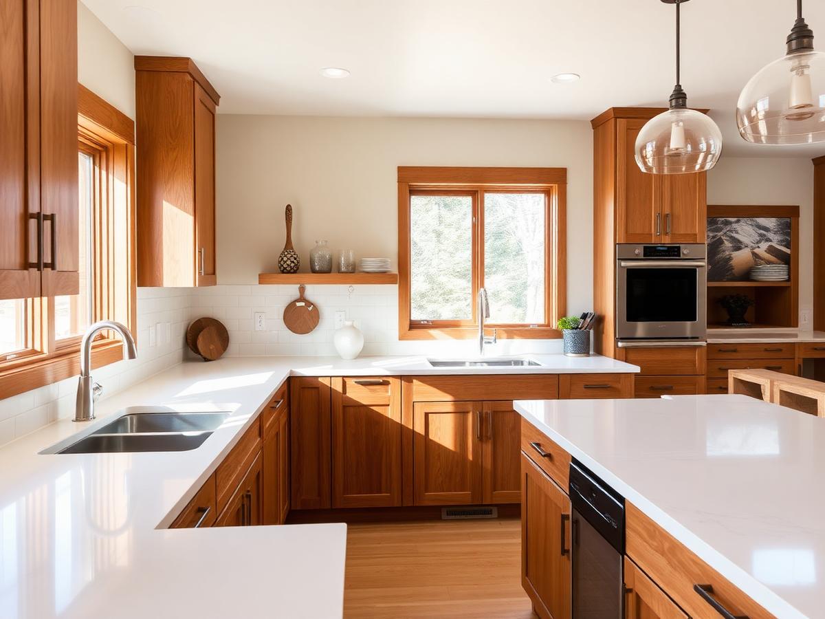 Spotless kitchen with quartz counters in a Colorado home